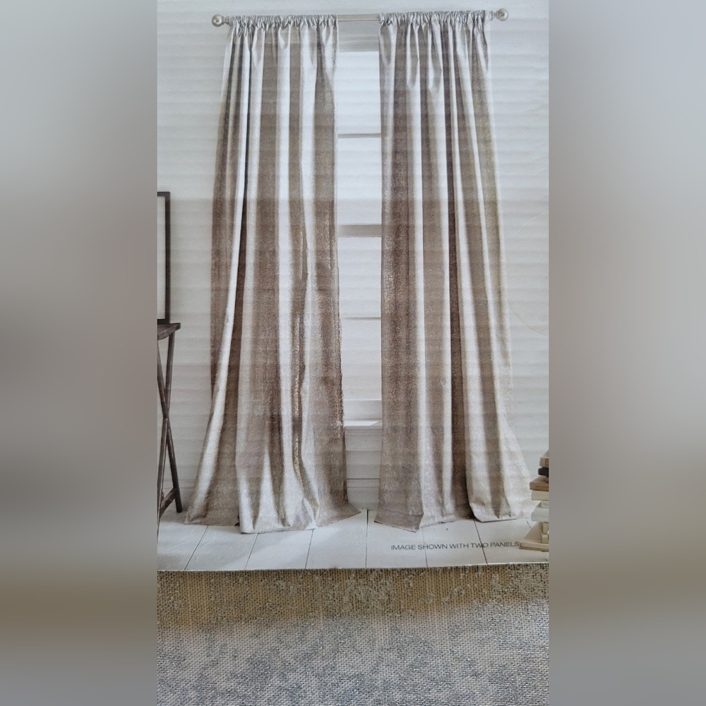 NEW DKNY home curtains, 4 panels rod or ring, 100% Cotton, Mineral